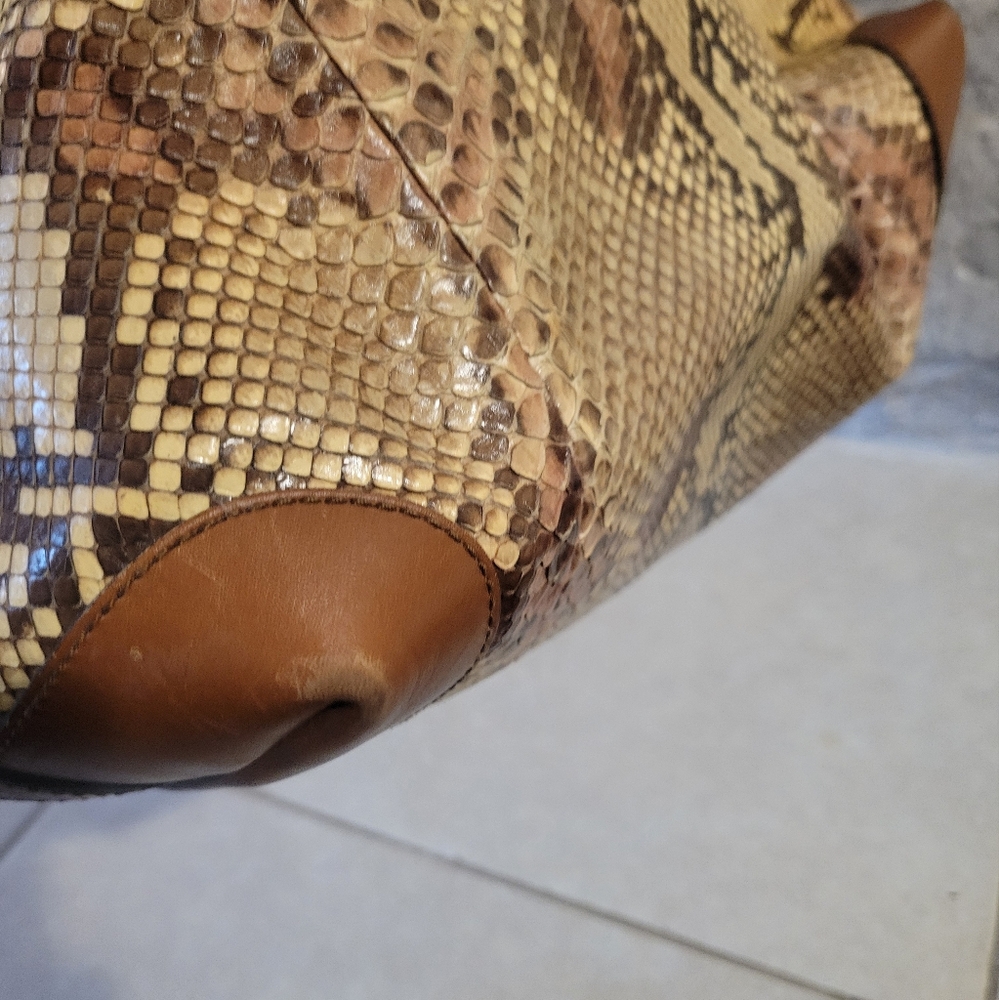 Gucci Beige/Brown Python Bag with Leather Tote - Picture 12 of 14